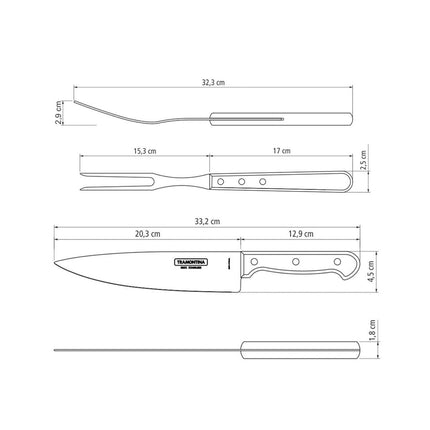 طقم أدوات باربكيو 15 قطعة من Tramontina Churrasco Polywood