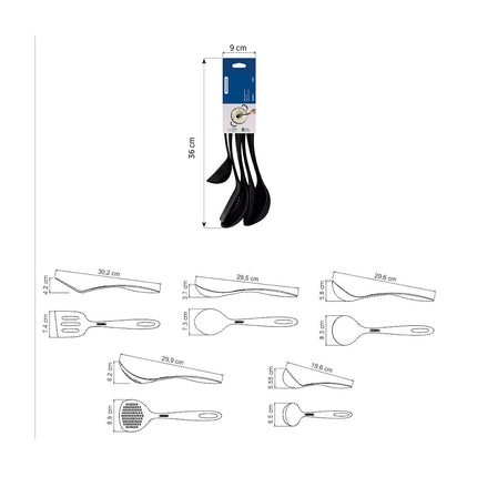 طقم أدوات مطبخ 5 قطع Tramontina Ability - أسود