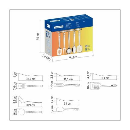 طقم أدوات مطبخ 5 قطع من Tramontina Extrata