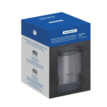 حافظة طعام زجاج وسيليكون 1 لتر من Tramontina Purezza