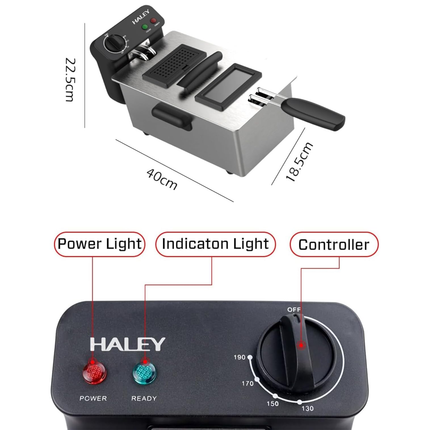 مقلاة عميقة لرقائق البطاطس والدجاج غير لاصقة سعة 3 لتر ماركة HALEY
