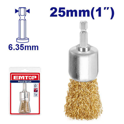 فرشاة كأس سلكية نحاسية من EMTOP مقاس 25 مم