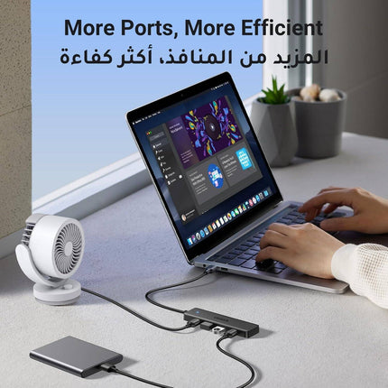 موزع USB 3.0 من UGREEN مزود بـ 4 منافذ USB A وموزع USB فائق النحافة / 25851