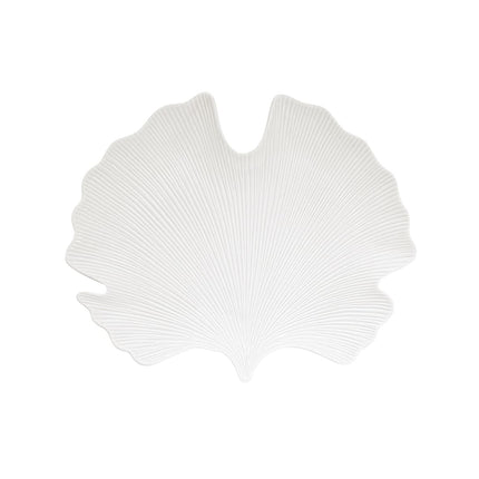 طبق تقديم بتصميم ورقة 35*29 سم بعلبة من Easy Life Madagascar - أبيض