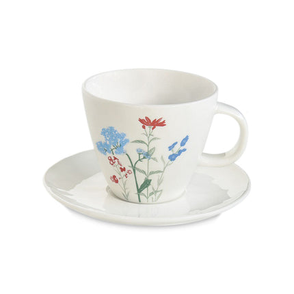 طقم فنجان وصحن 250 مل من Easy Life Mille Fleurs - أزرق وأحمر