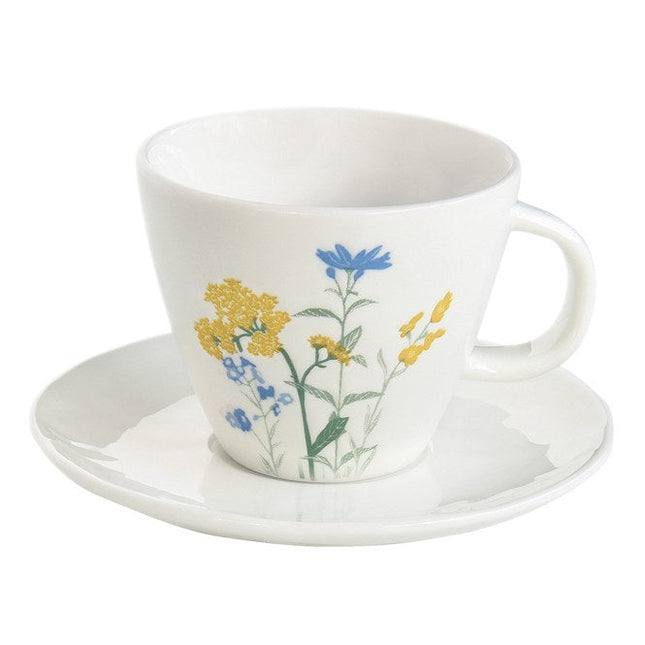 طقم فنجان وصحن 250 مل من Easy Life Mille Fleurs - أصفر وأزرق