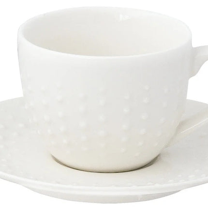 طقم فنجان قهوة وصحن 110 مل من Easy Life Drops - أبيض