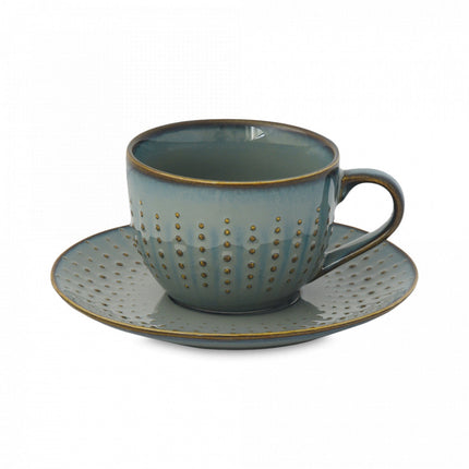 طقم فنجان قهوة وصحن 110 مل من Easy Life Drops - رمادي