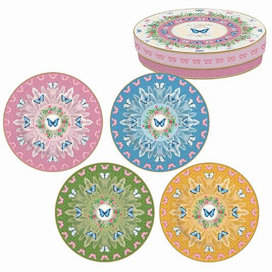 طقم 4 أطباق حلويات 19 سم بعلبة من Easy Life Spring Parade - ألوان متعددة