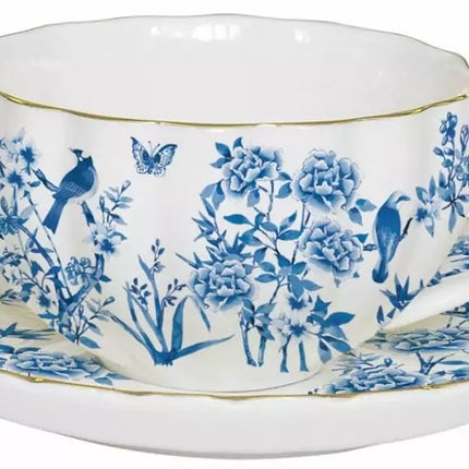 طقم فنجان وصحن 200 مل بعلبة من Easy Life Paradise Garden - أبيض وأزرق