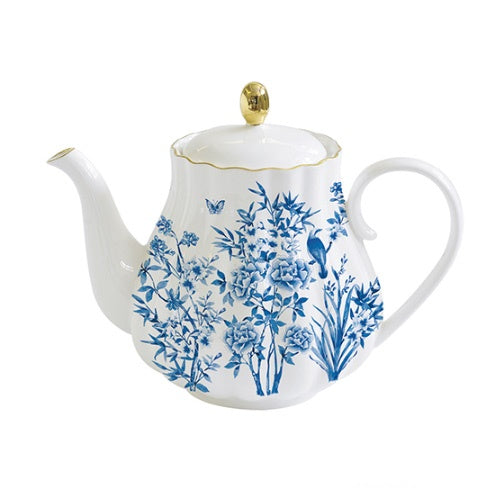 إبريق شاي 800 مل من Easy Life Paradise Garden - أبيض وأزرق