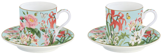 طقم فناجين قهوة 4 قطع 75 مل بعلبة من Easy Life Botanic Garden - ألوان متعددة