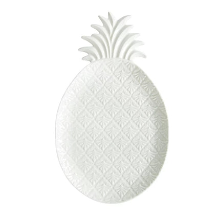 طبق تقديم بتصميم أناناس 28*17 سم بعلبة من Easy Life Madagascar - أبيض