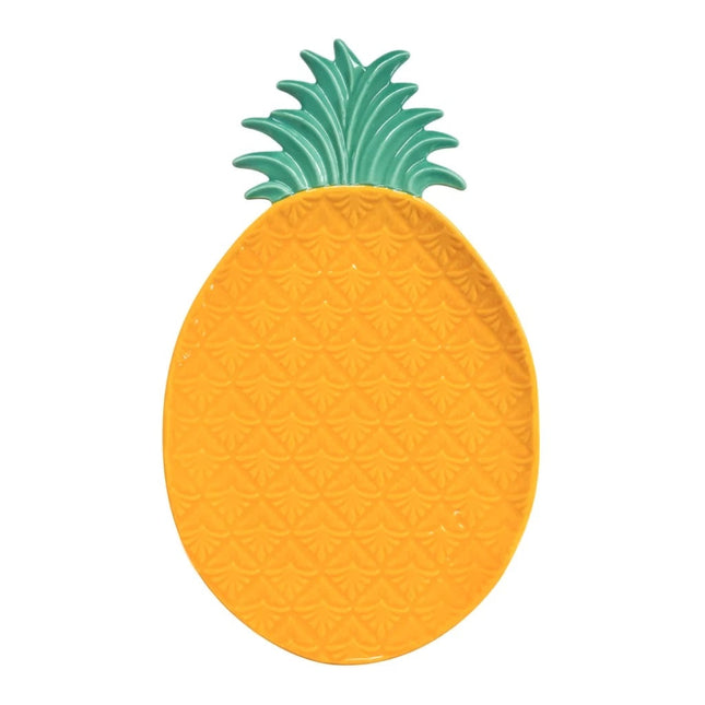 طبق تقديم بتصميم أناناس 28*17 سم بعلبة من Easy Life Madagascar - أصفر