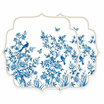 طقم مفارش صحون قطعتين 34.5 سم من Easy Life Paradise Garden - أبيض وأزرق