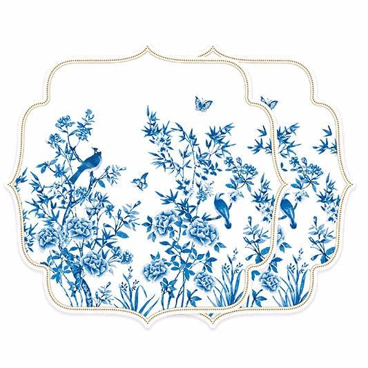 طقم مفارش صحون قطعتين 34.5 سم من Easy Life Paradise Garden - أبيض وأزرق