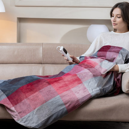 بطانية صوفا كهرباء 150*110 سم بجيوب من Imetec Adapto - رمادي وأحمر