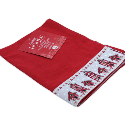 مفرش طاولة رفيع 45*140 سم من Home Linen - رمادي وأحمر
