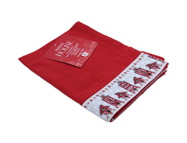 مفرش طاولة رفيع 45*140 سم من Home Linen - رمادي وأحمر