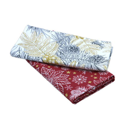 طقم مناديل طعام كبيرة قطعتين من Dreams- أحمر وكريمي