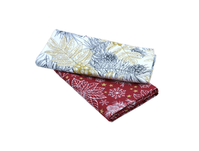 طقم مناديل طعام كبيرة قطعتين من Dreams- أحمر وكريمي