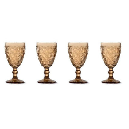 طقم كاسات زجاج 400 مل 4 قطع من Easy Life - عسلي