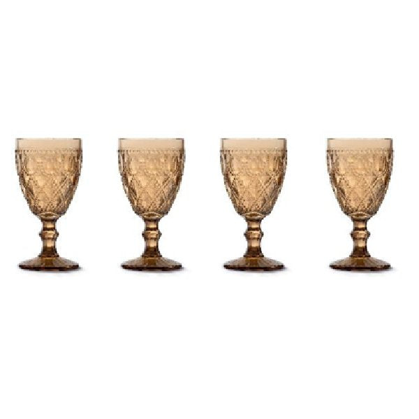 طقم كاسات زجاج 400 مل 4 قطع من Easy Life - عسلي