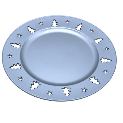 طبق ديكور سفلي بلاستيك 33 سم من Decorazioni Natalizie - فضي