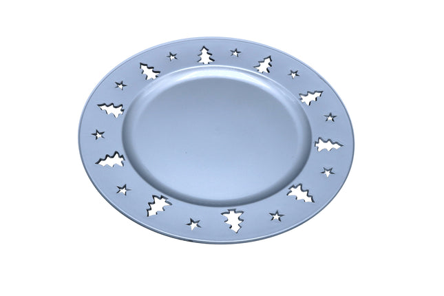 طبق ديكور سفلي بلاستيك 33 سم من Decorazioni Natalizie - فضي