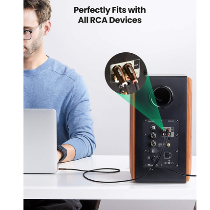 UGREEN 3.5mm Male to 2 RCA Male Stereo Audio Cable, Braided Copper Shell, AUX/AV170 Cable