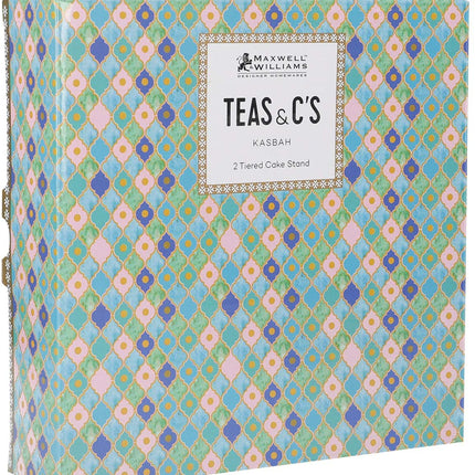 Maxwell & Williams HV0123 Teas & C’s Kasbah Cake Stand in Gift Box, Porcelain, Mint Green, 2 Tiers