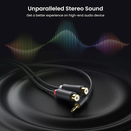 كابل UGREEN 3.5 مم ذكر إلى 2 RCA أنثى (25 سم) / 10547
