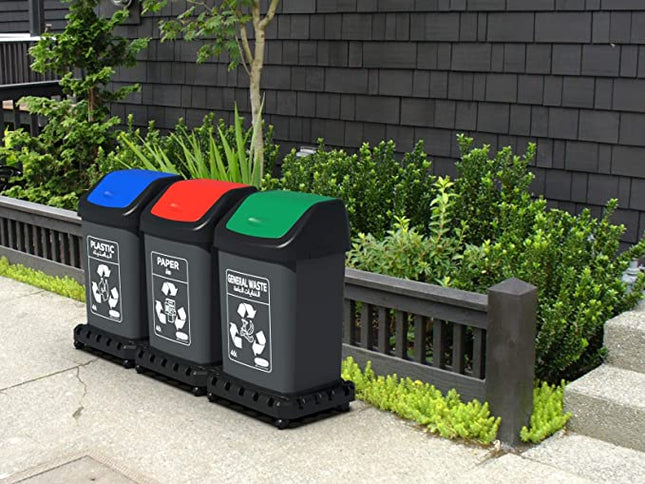 مجموعة من 3 صناديق قمامة لإعادة التدوير - بلاستيك من كوزموبلاست، 46 لتر