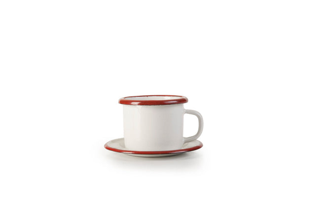 كوب وصحن قطر 5 سم من Ibili Bordeaux - أبيض وأحمر