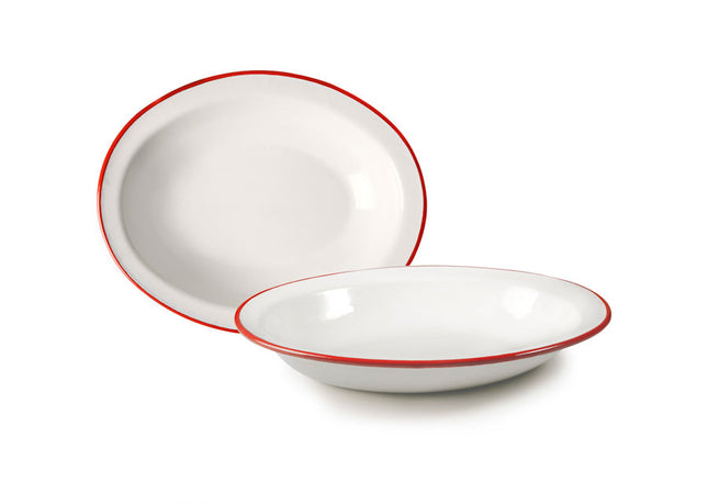 طبق بيضوي 32*25 سم من Ibili Bordeaux - أبيض وأحمر
