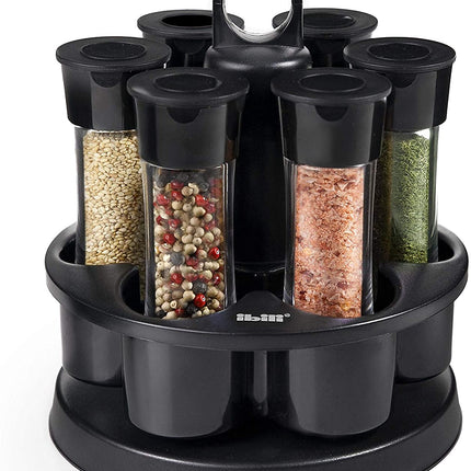 طقم 6 مرطبانات بهارات مع ستاند قابل للدوران من Ibili
