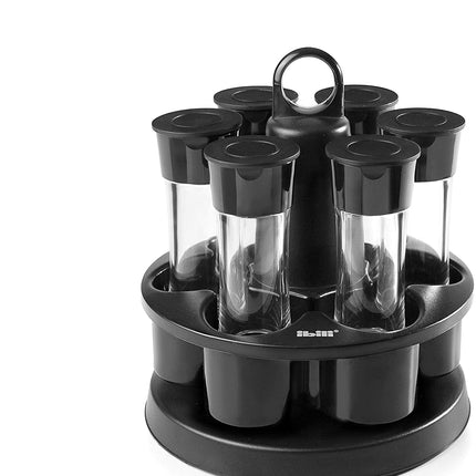 طقم 6 مرطبانات بهارات مع ستاند قابل للدوران من Ibili