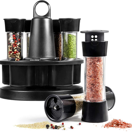 طقم 6 مرطبانات بهارات مع ستاند قابل للدوران من Ibili