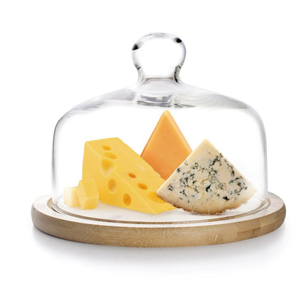 حافظة كيك بغطاء زجاج وبامبو 18 سم من Ibili