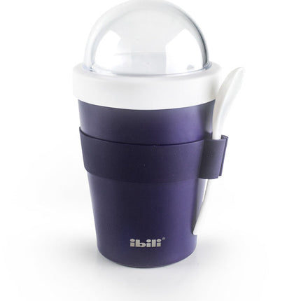 حافظة فطور بقسمين وملعقة 500 مل من Ibili