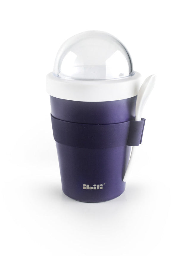 حافظة فطور بقسمين وملعقة 500 مل من Ibili