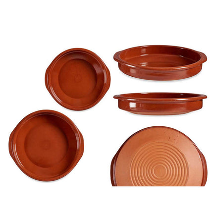 Arte Regal Brown Clay Round Deep Plate with Handle 36 cm / 99498