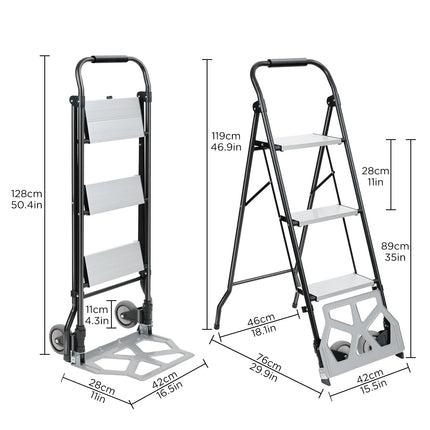 عرباية نقل مع سلم المنيوم على عجلات