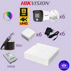 عدد 6 كاميرا + هارديسك 500 جيجا + كيبل 50 متر / نظام 8 ميجا ملون هايبرد