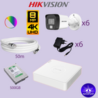 كاميرات 8 ميجا ملون هايبرد / عدد 6 كاميرات + هارديسك 500 جيجا + 50 متر كيبل / شامل التركيب داخل عمان او الزرقاء