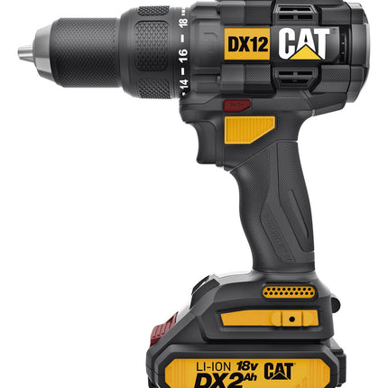 DX12درل شحن مع شاكوش  18 فولت مع بطاريتين  4 امبير  13مم كتربلر