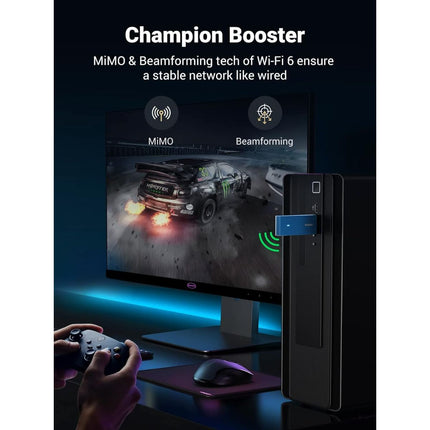 محول يوجرين USB واي فاي 6، دونجل واي فاي AX1800 بسرعة 1800 ميجابت في الثانية / 90340