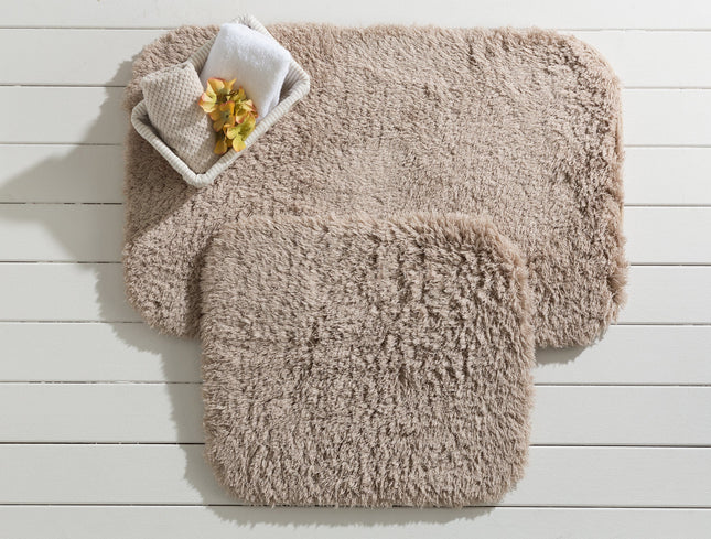 Wool bath mat - luxury camel-colored bath rug
