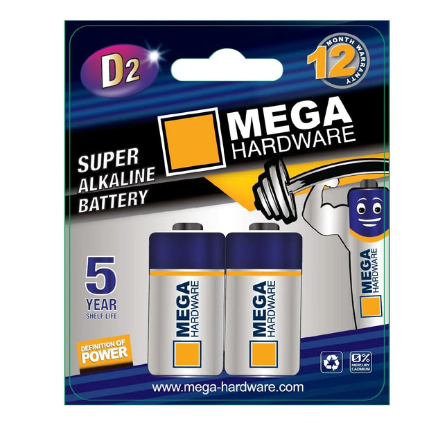 بطاريات ميجا سوبر - 2 قطعة - (D)