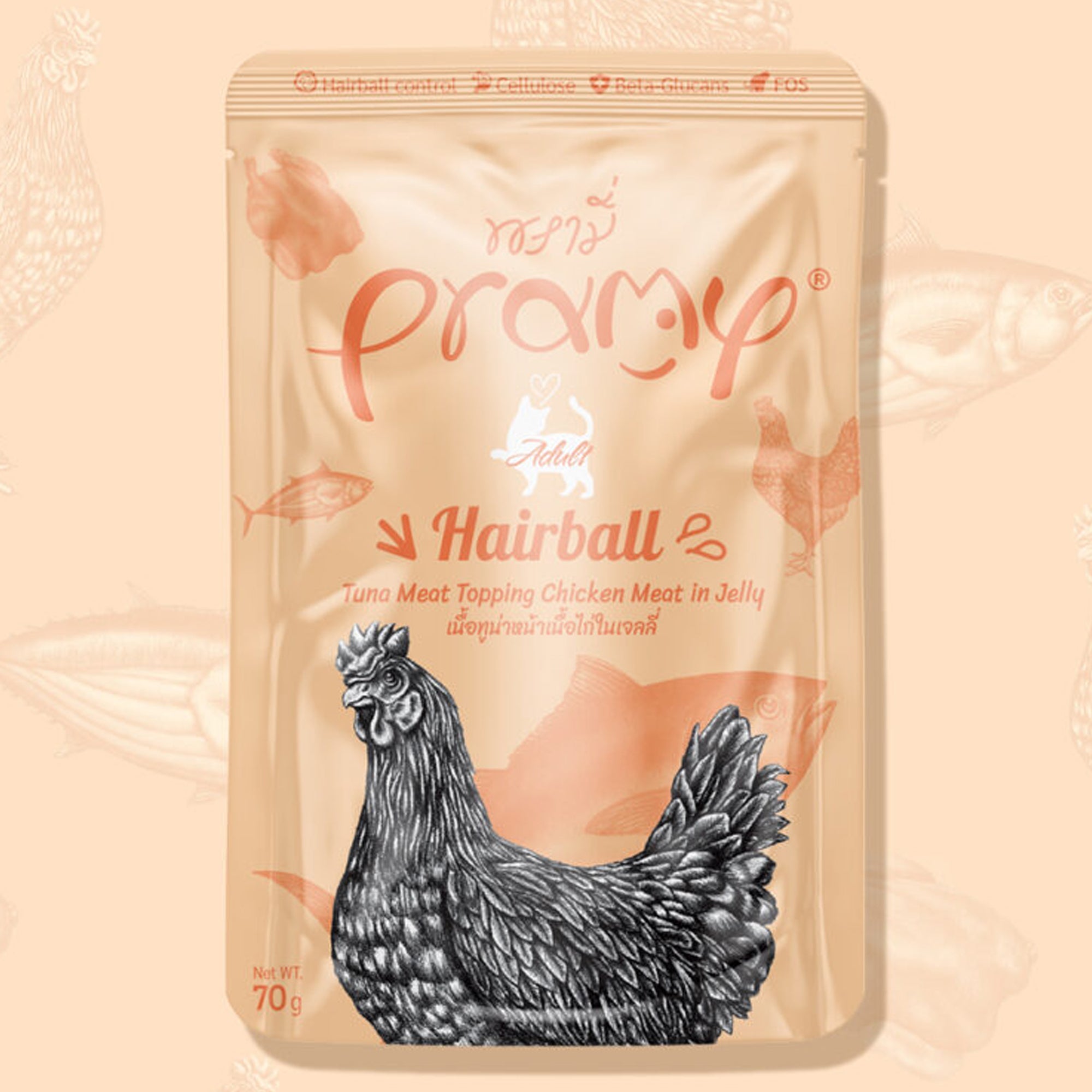 Pramy Hairball Tuna topping Chicken in Jelly Recipe 70g |